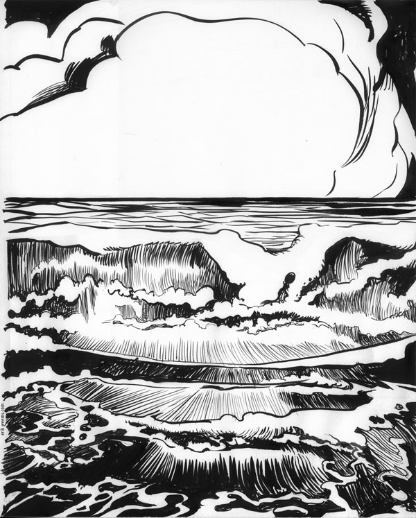 Delaware Sea Ink Drawing
