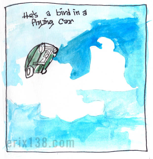 Bird in a flying car Bird in a flying car