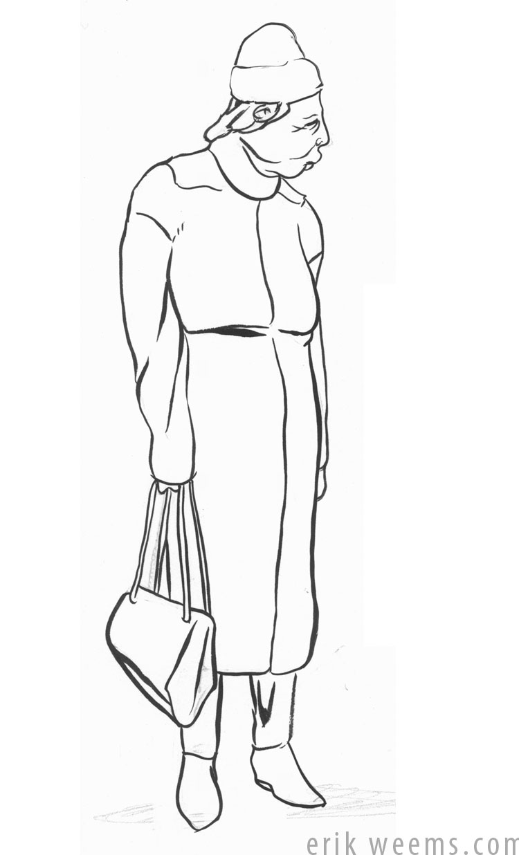 Ink Drawing lady in Richmond Va