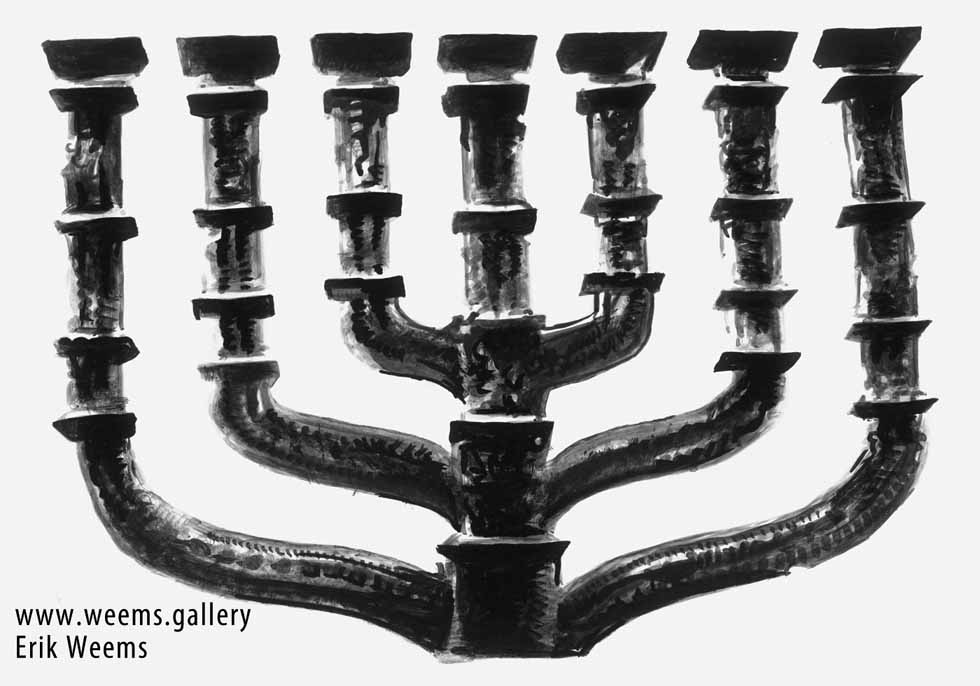 Ink Wash Menorah 