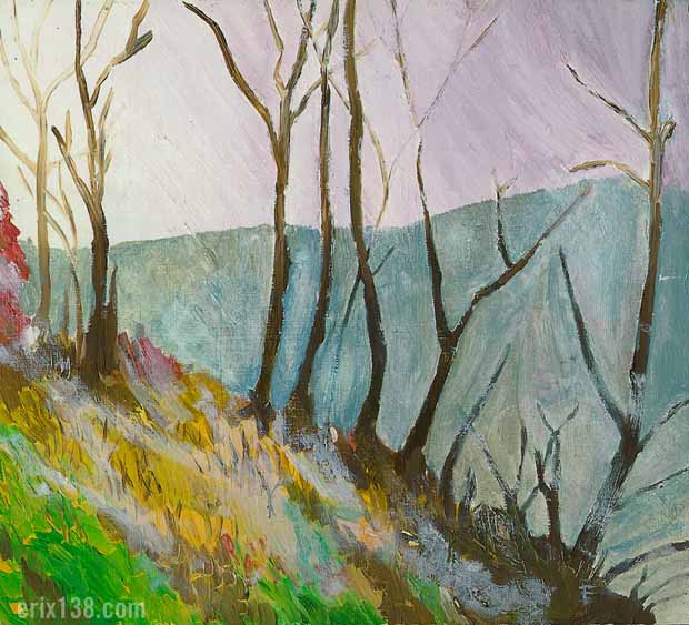 Oil painting tree line