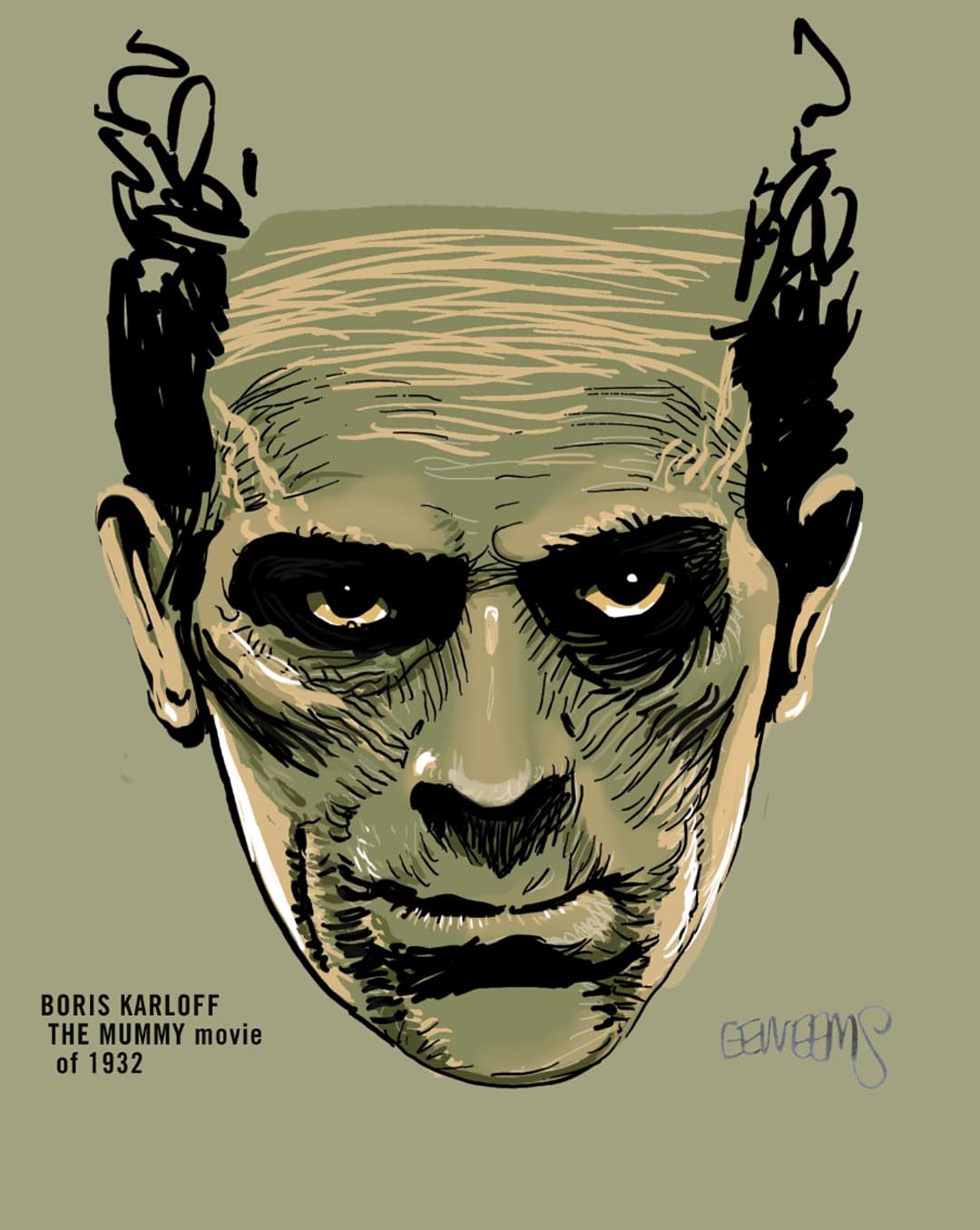 Boris Karloff Movie Mummy art